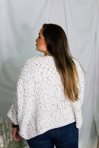 Pastel Confetti Knit Quarter Sleeve Sweater