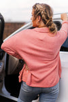 Peach Ribbed Button Down Shacket - Kendry Collection Boutique