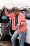 Peach Ribbed Button Down Shacket - Kendry Collection Boutique