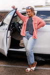 Peach Ribbed Button Down Shacket - Kendry Collection Boutique