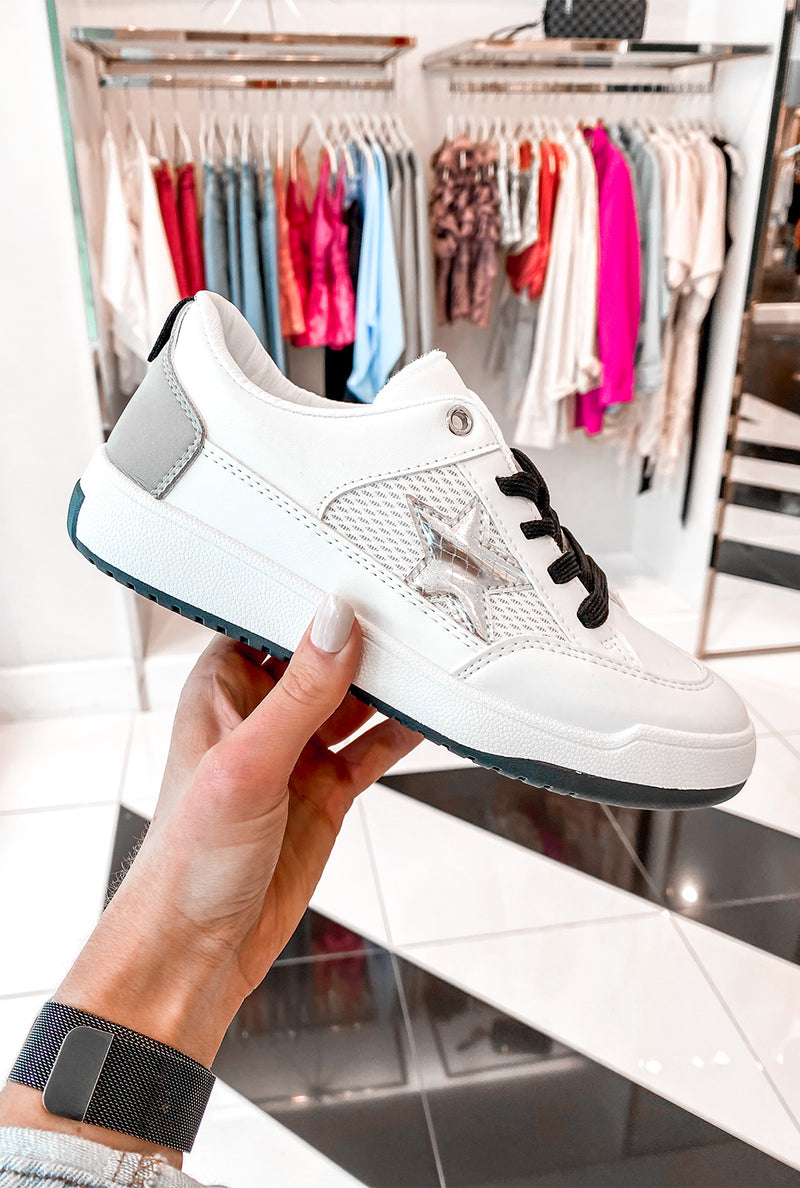 Perla White Chrome Star Low Top Vintage Havana Sneaker - Shop Kendry Collection Boutique