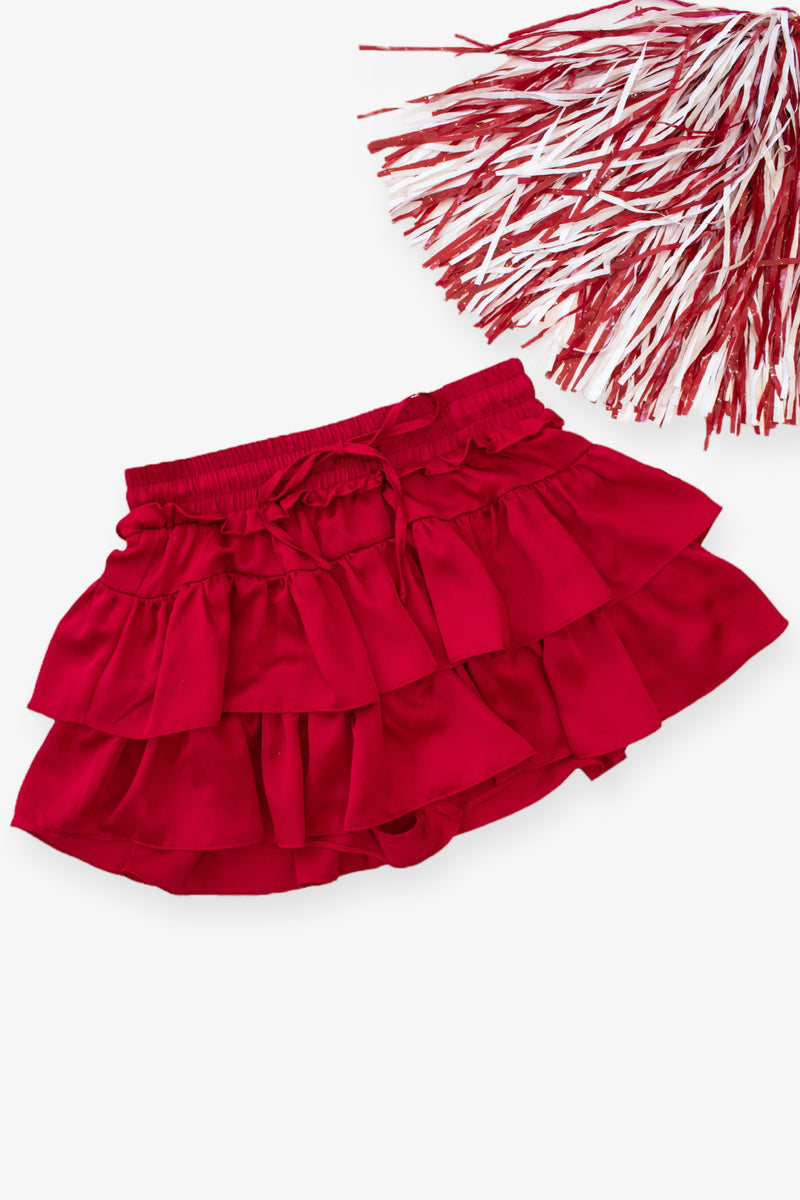 Red Ruffle Tiered Skort
