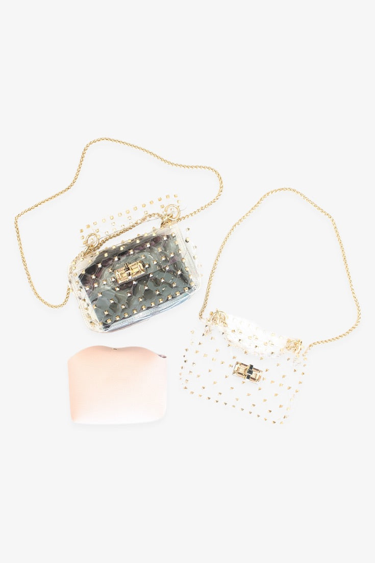 Chloe Studded Clear Crossbody Purse