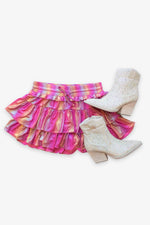Rainbow Metallic Ruffle Tiered Skort