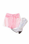 Pink Color Block Rhinestone Denim Shorts