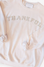 Thankful Pearl Letter Patch Graphic Sweatshirt