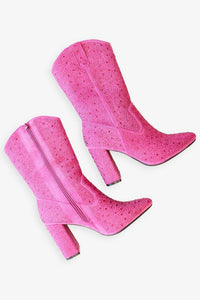 Splash Pink Rhinestone Booties