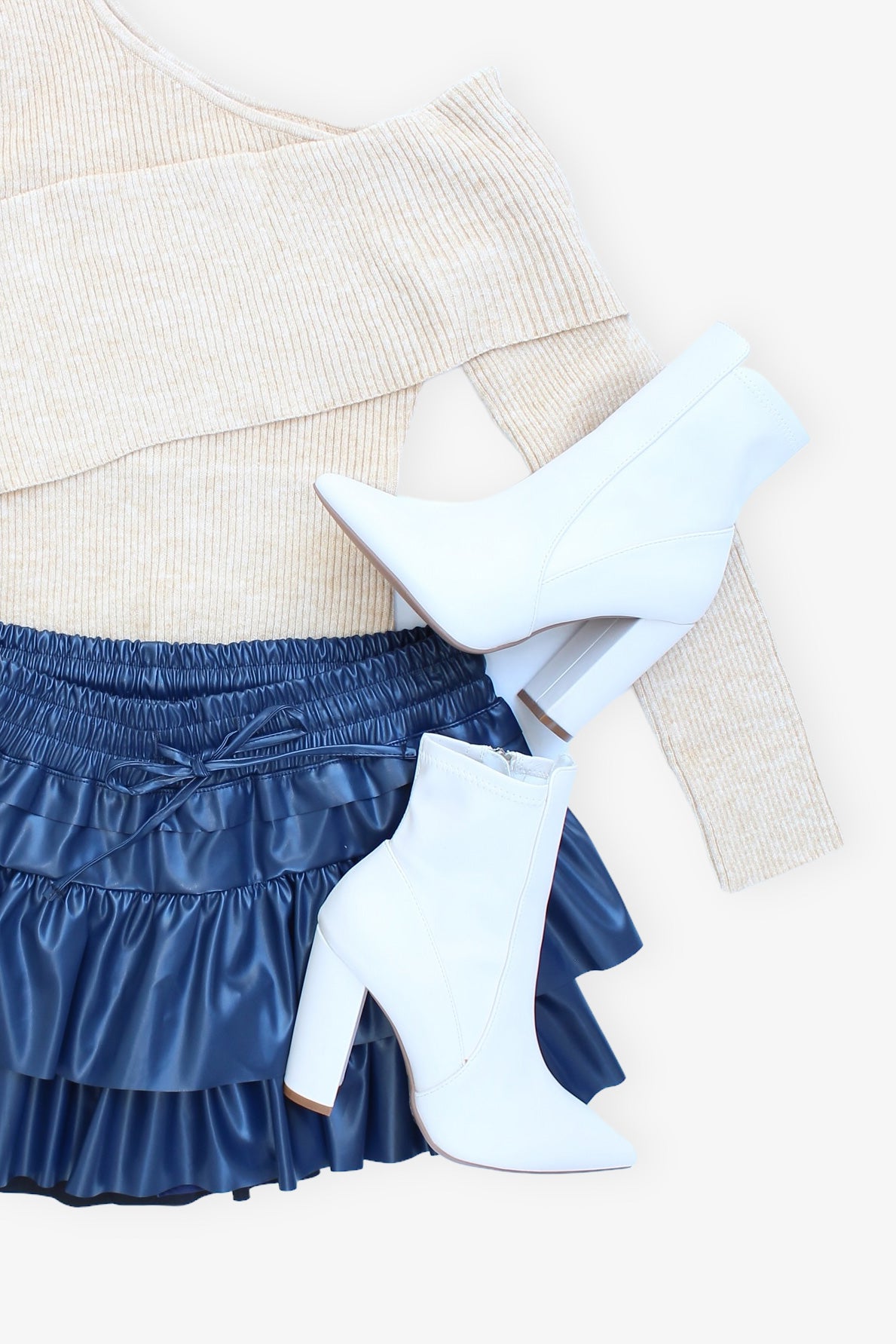 Taupe One Shoulder Sweater Top