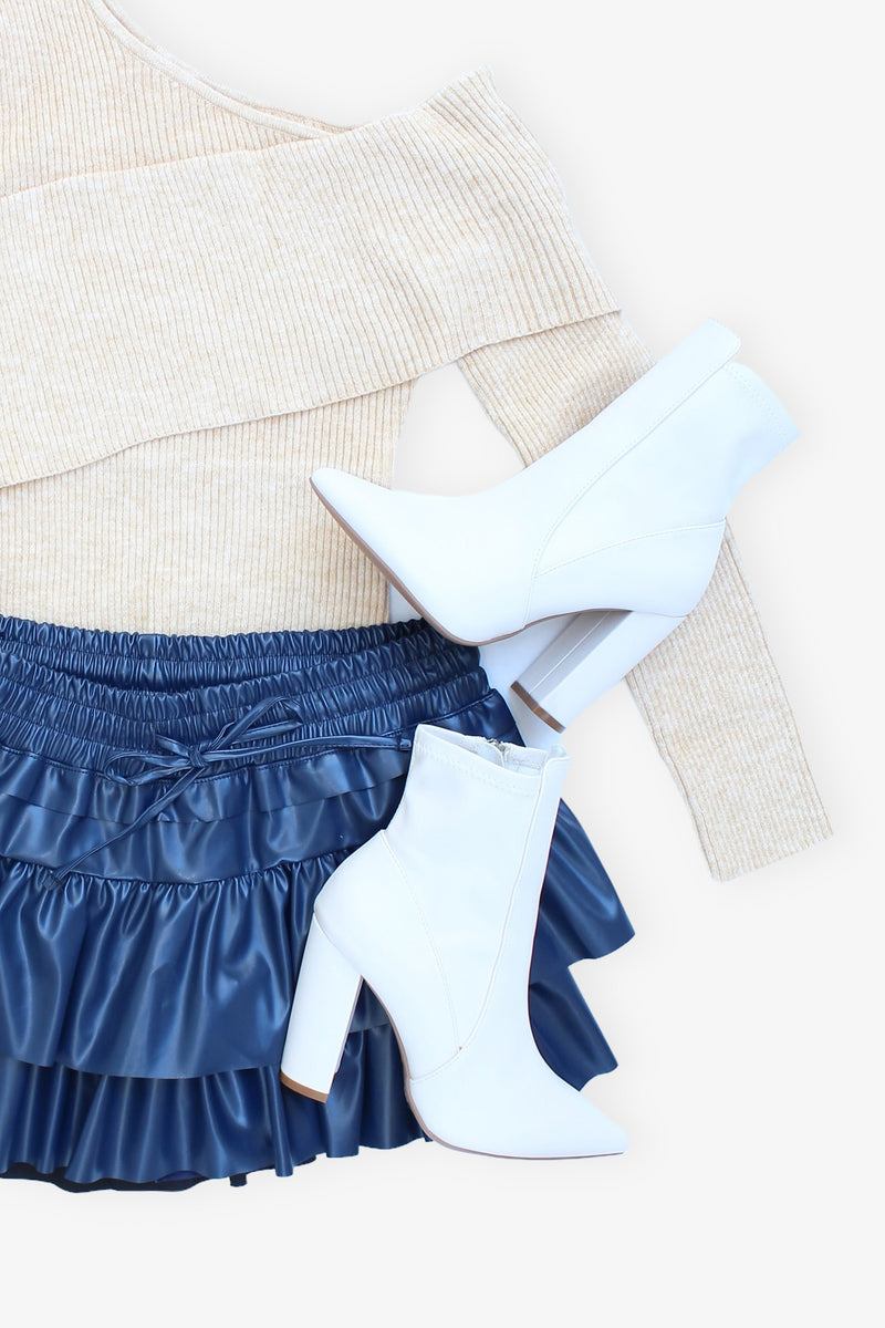 Taupe One Shoulder Sweater Top