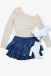 Taupe One Shoulder Sweater Top
