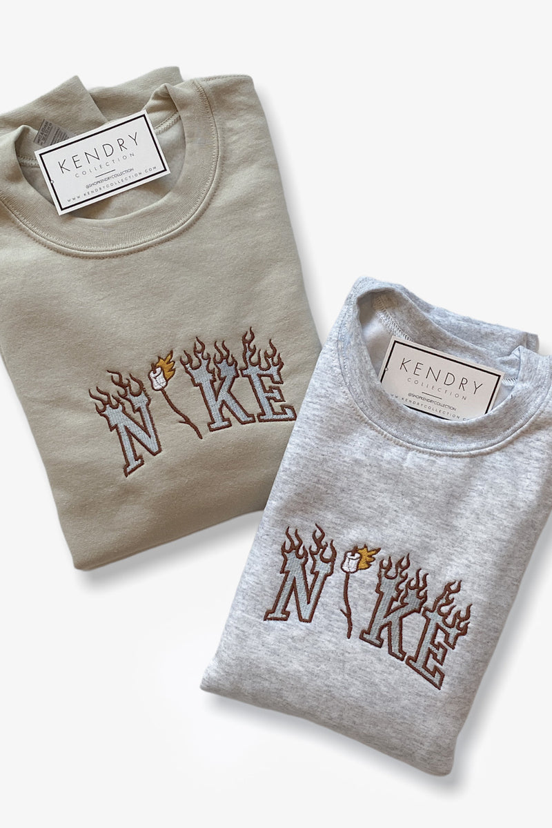Tan Marshmallow Fireside Embroidered Sweatshirt