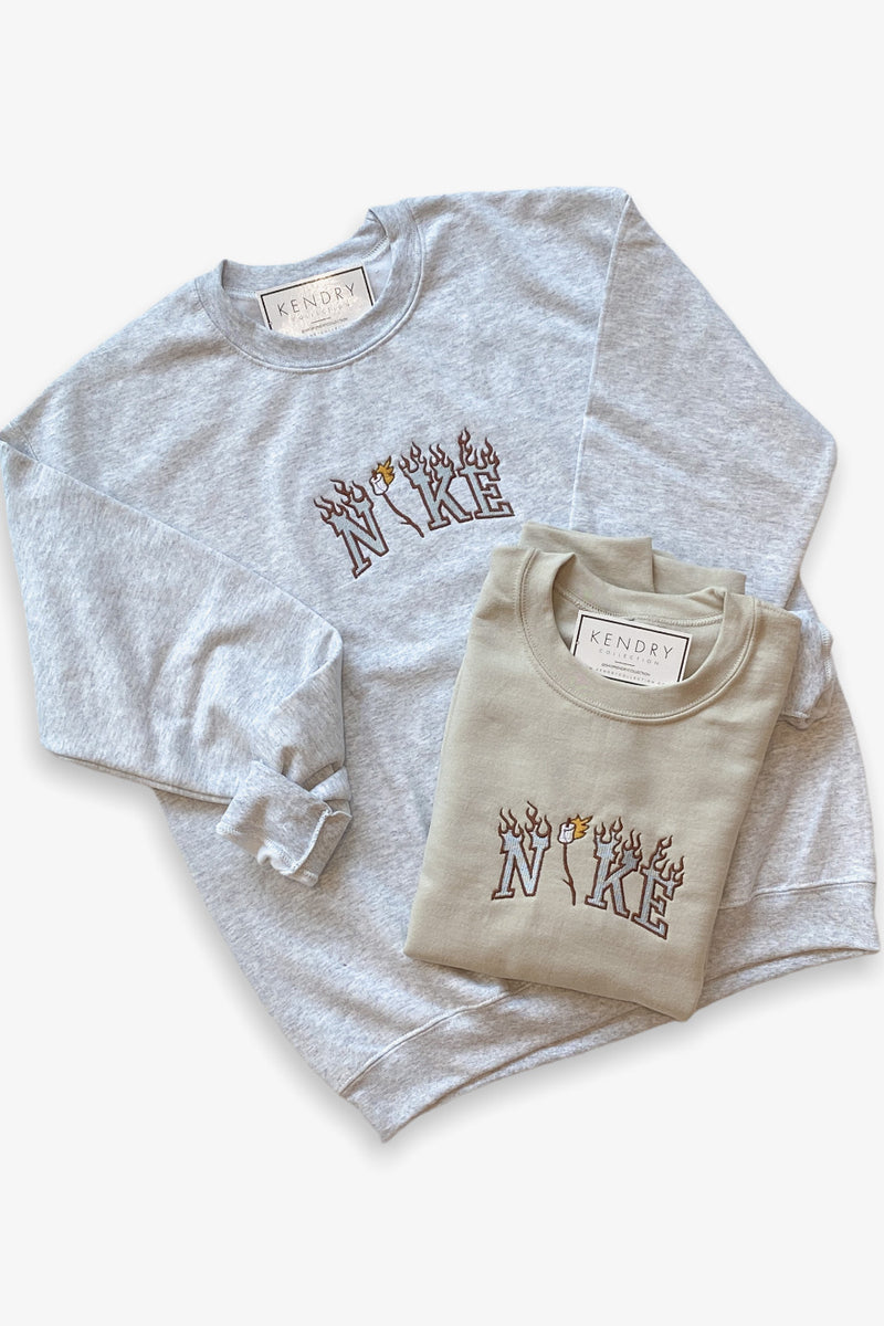 Tan Marshmallow Fireside Embroidered Sweatshirt