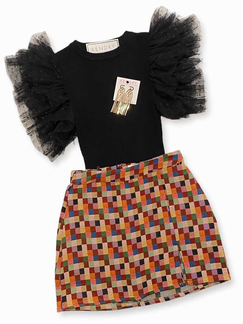 Multi Color Checkered Mini Skirt