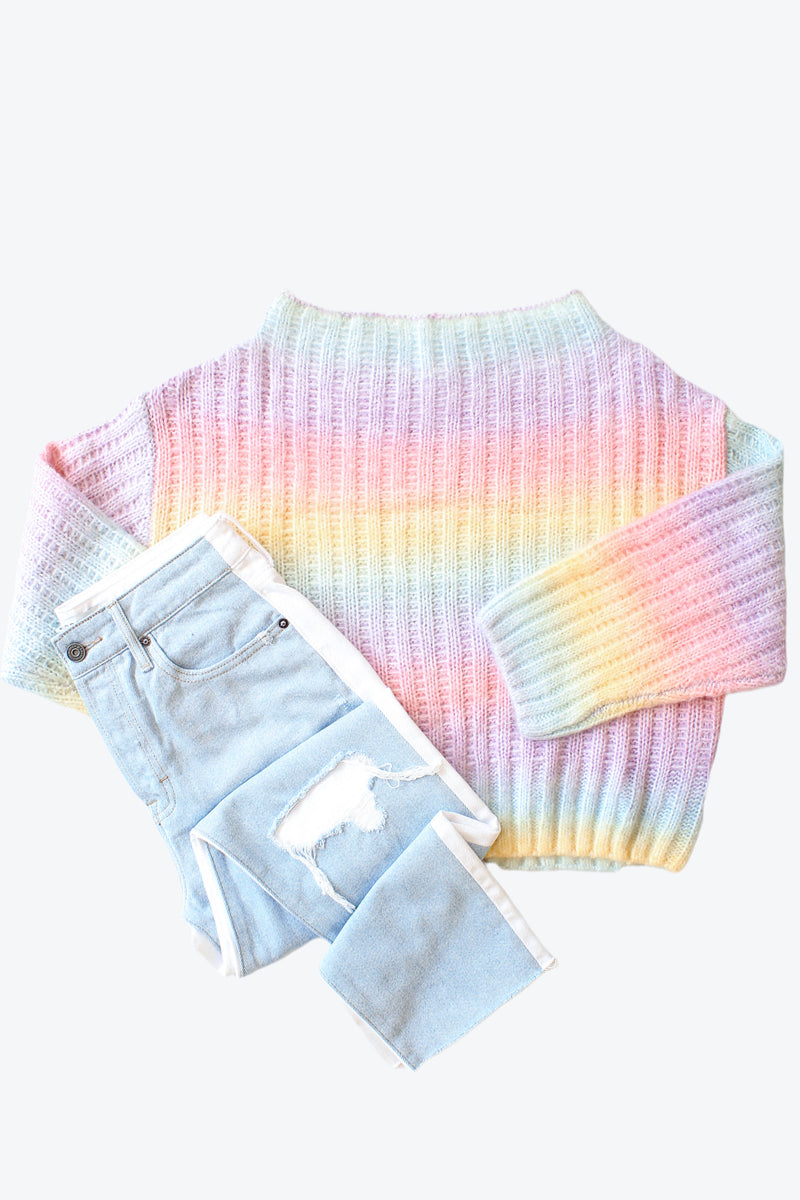 Rainbow Cropped Knit Sweater