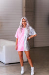 Pink And Silver Two Toned Sequin T-Shirt Dress - Shop Kendry Collection Boutique 