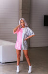 Pink And Silver Two Toned Sequin T-Shirt Dress - Shop Kendry Collection Boutique 