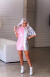 Pink And Silver Two Toned Sequin T-Shirt Dress - Shop Kendry Collection Boutique 