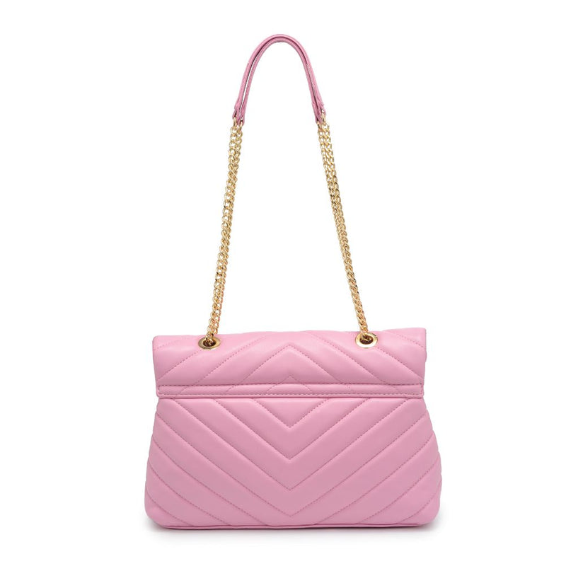 Pink Chevron Quilted Crossbody Purse