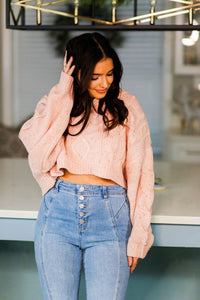 Pink Confetti Cable Knit Sweater - Shop Kendry Collection Boutique