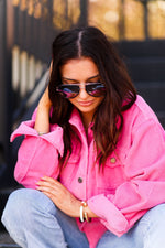 Pink Corduroy Distressed Hem Jacket - Kendry Collection Boutique