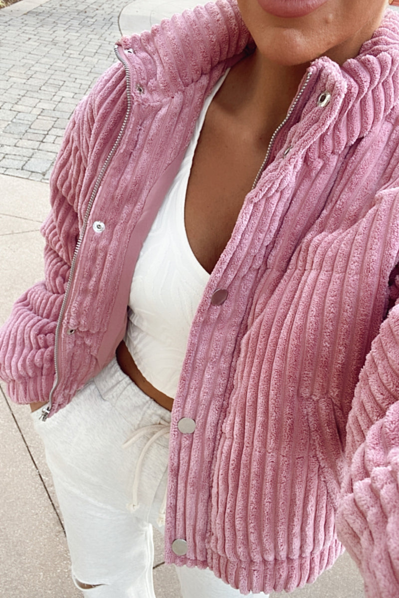 pink corduroy puffer