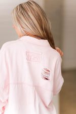 Pink Distressed Denim Shacket - Kendry Collection Boutique