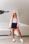 Pink Distressed Denim Shacket - Kendry Collection Boutique