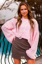 Pink Distressed Wide Neck Sweater - Shop Kendry Collection Boutique