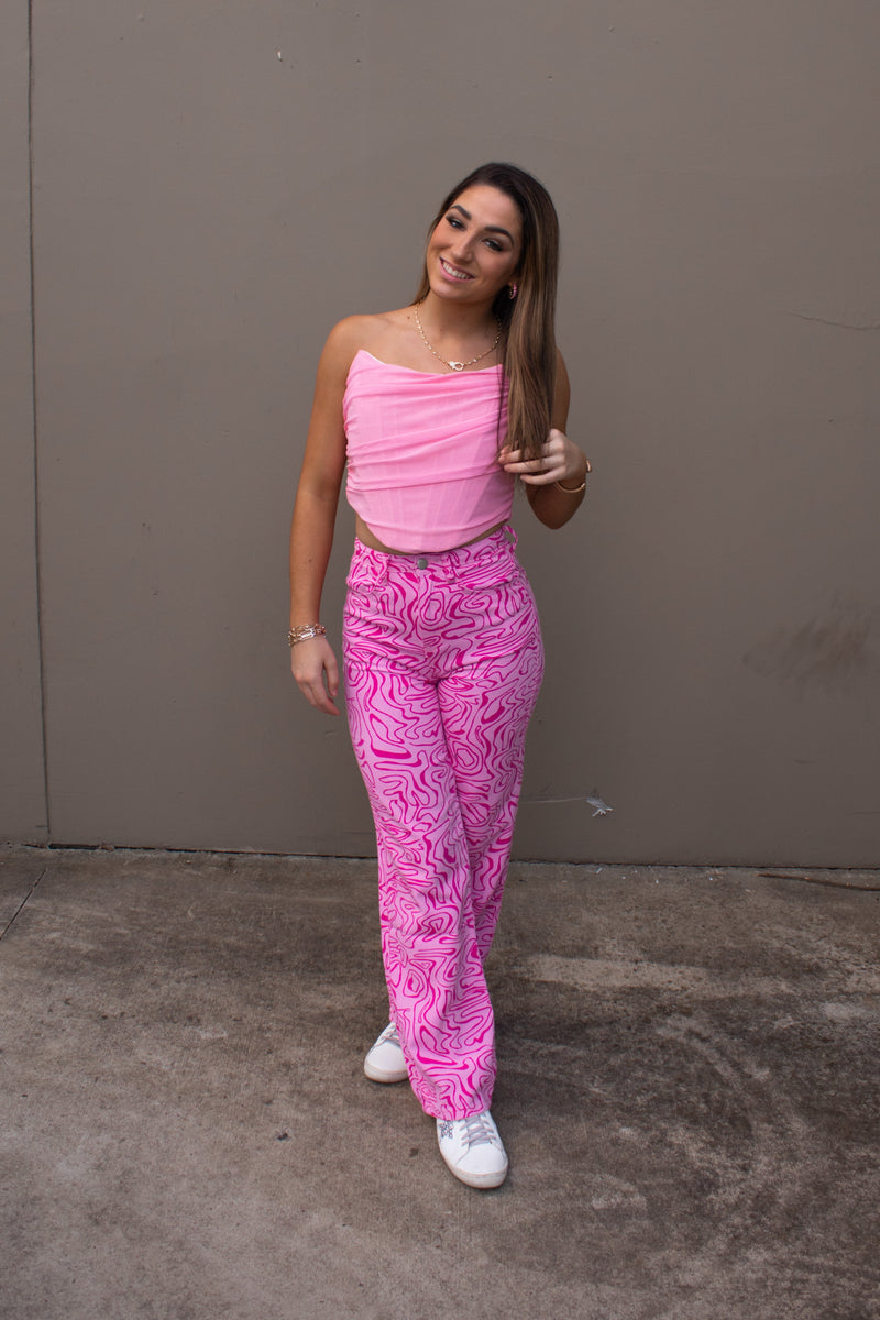 Pink Groovy Swirl Straight Leg Jeans - Shop Kendry Collection Boutique