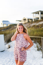 Pink Leopard Print Halter Romper - Shop Kendry Collection Boutique