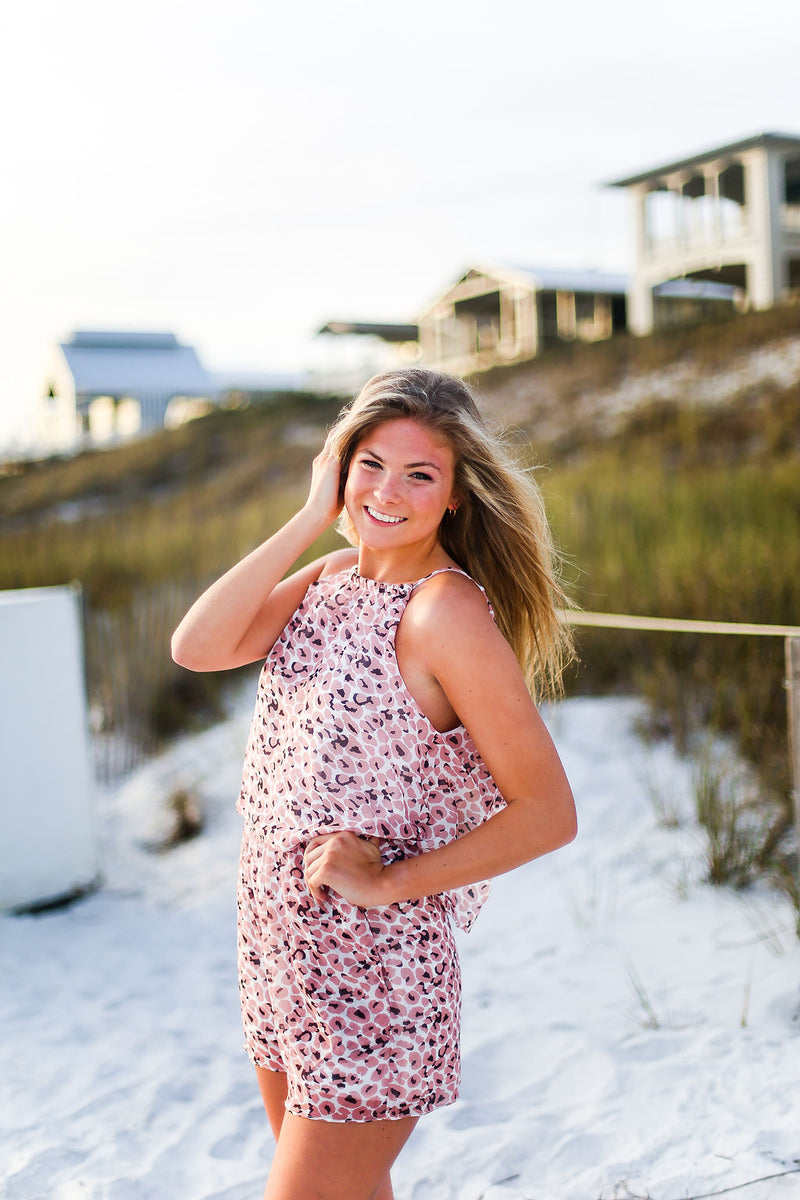 Pink Leopard Print Halter Romper - Shop Kendry Collection Boutique