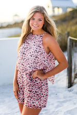 Pink Leopard Print Halter Romper - Shop Kendry Collection Boutique