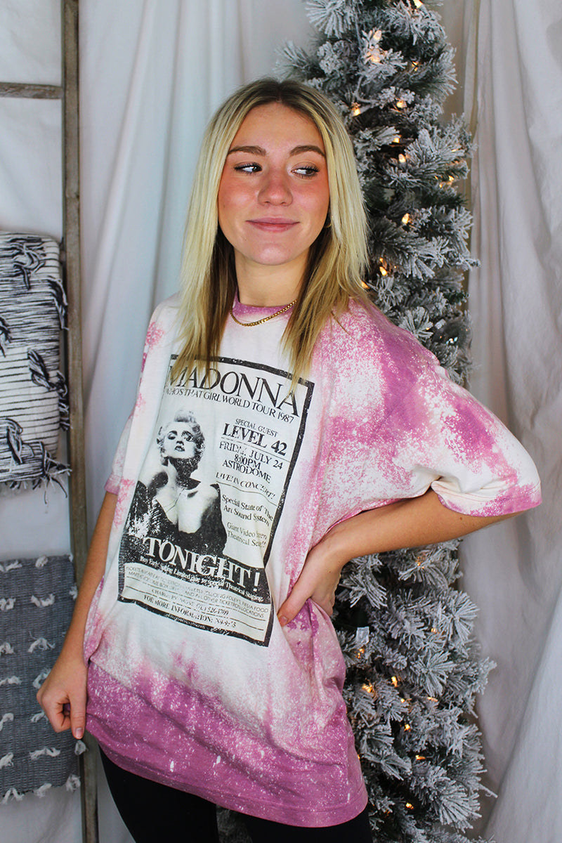 Pink Madonna Bleached Band Tee - Shop Kendry Collection Boutique