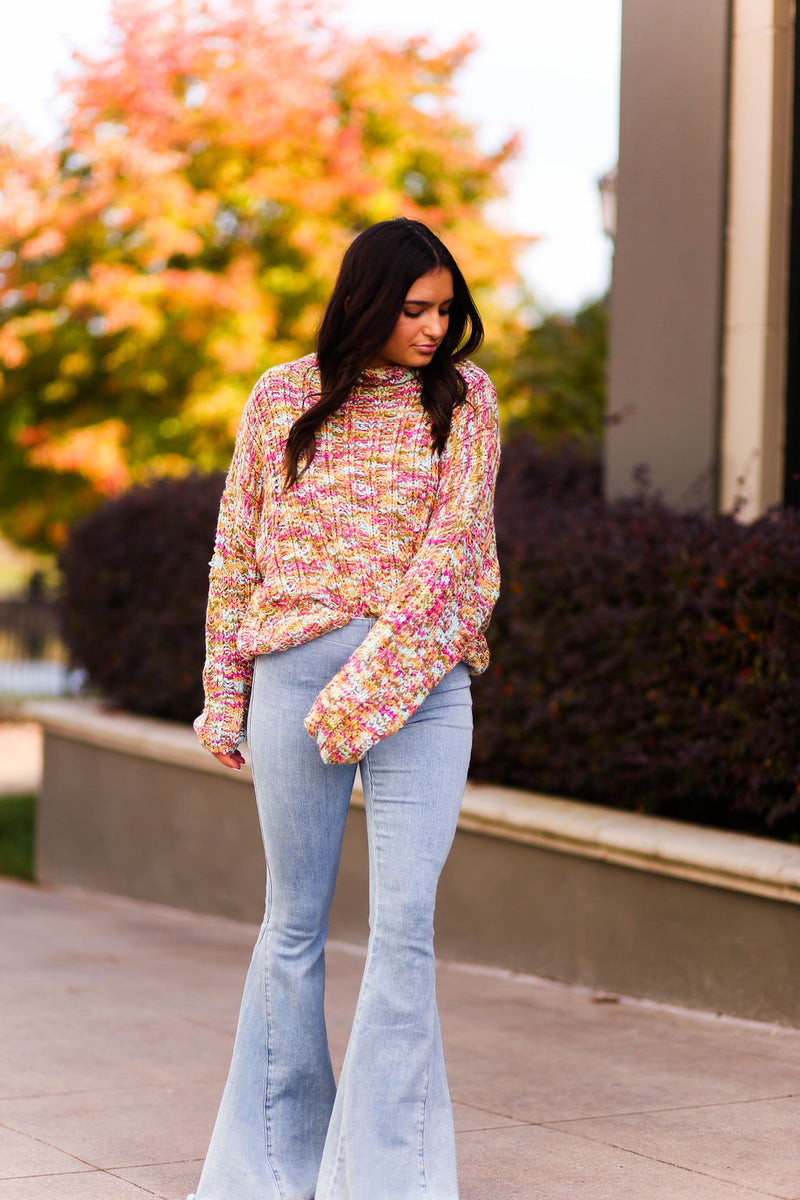 Pink Multi Color Knit Sweater - Shop Kendry Collection Boutique
