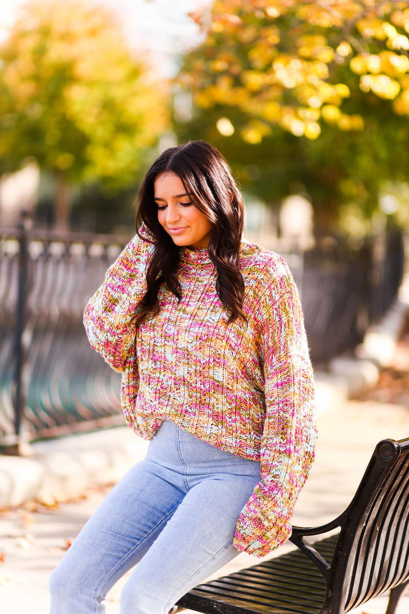 Pink Multi Color Knit Sweater - Shop Kendry Collection Boutique