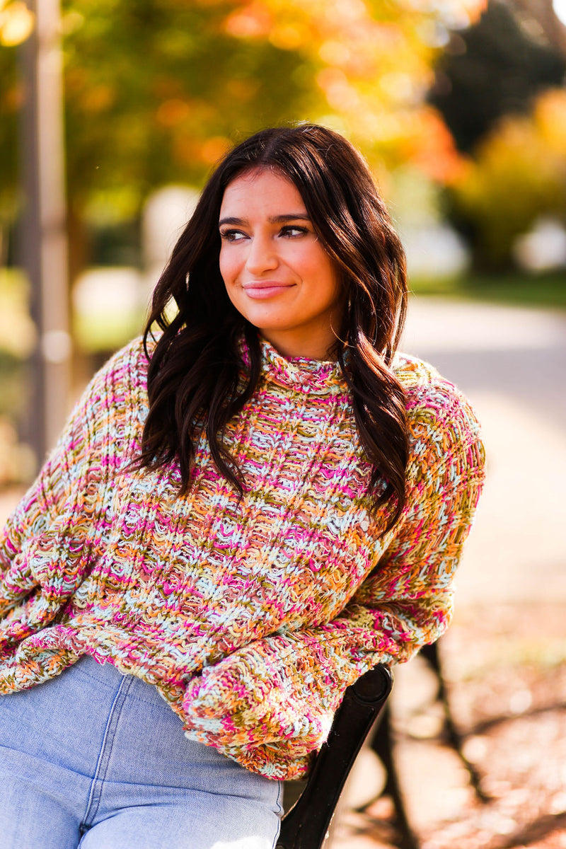 Pink Multi Color Knit Sweater - Shop Kendry Collection Boutique