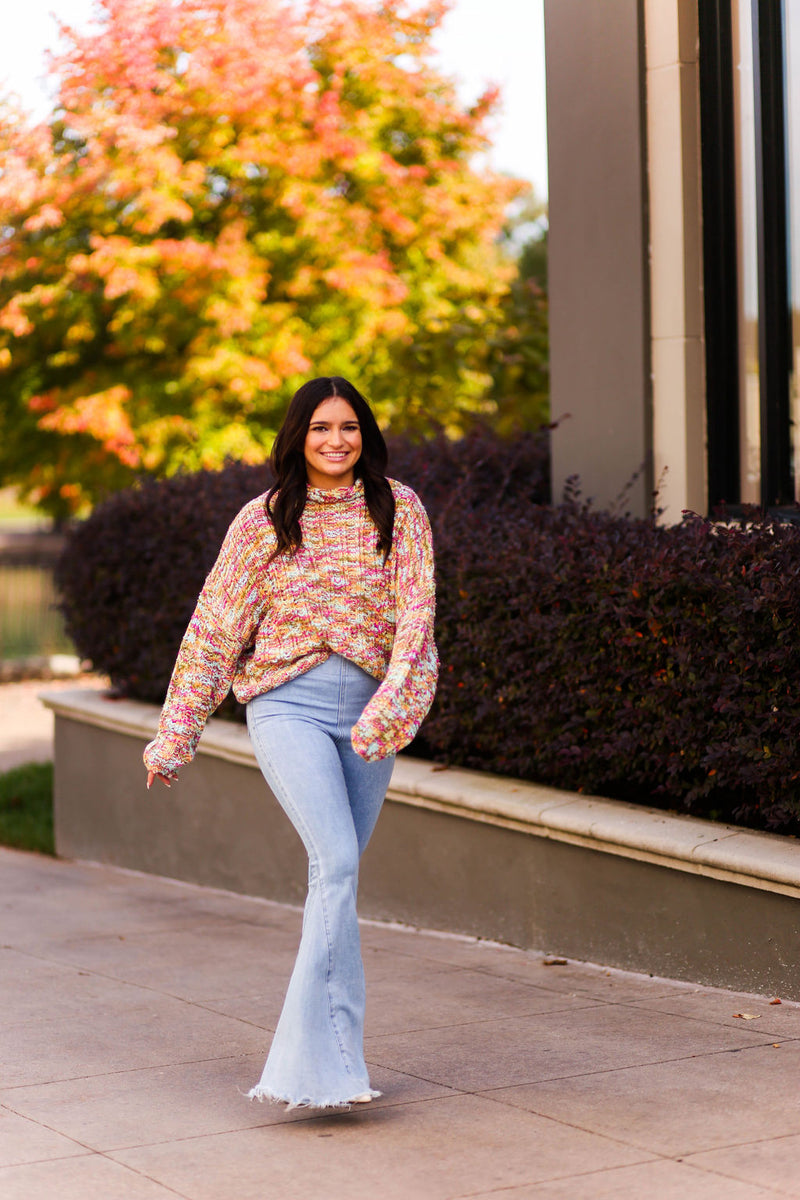 Pink Multi Color Knit Sweater - Shop Kendry Collection Boutique