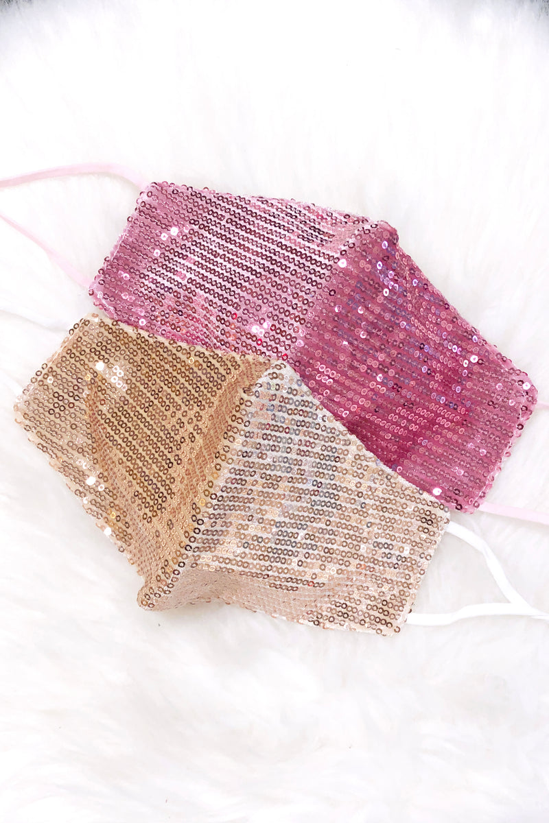 Rose Gold Sequin Face Mask - Shop Cute Sequin Face Masks Online At Kendry Collection Boutique