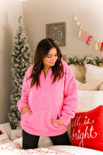 Pink Teddy Half Zip Pullover - Kendry Collection Boutique