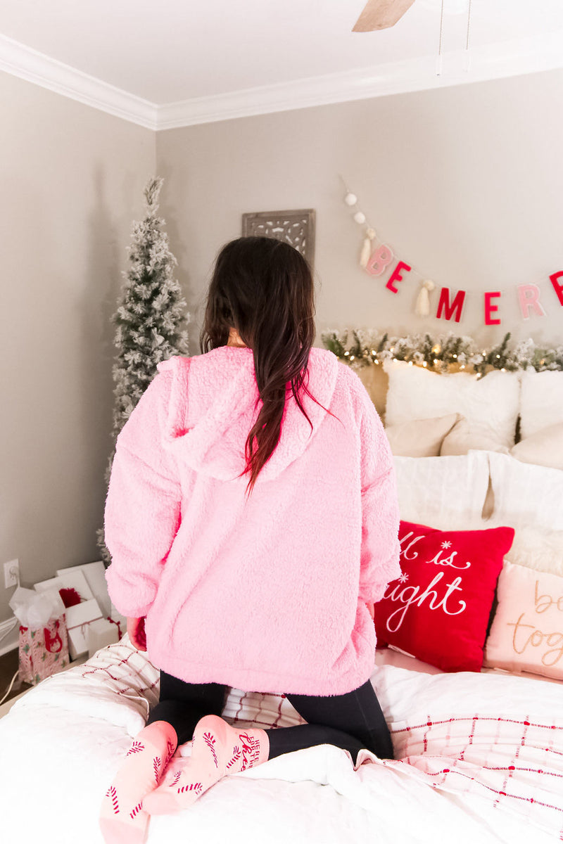 Pink Teddy Zip Up Jacket - Kendry Collection Boutique