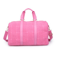 Candy Pink Terry Towel Embossed Weekender Bag