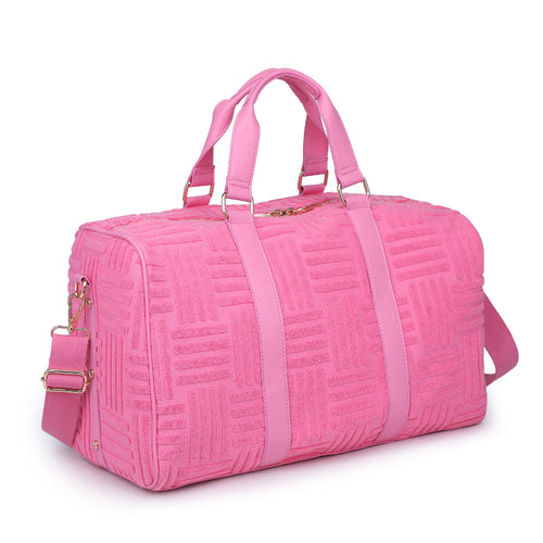 Candy Pink Terry Towel Embossed Weekender Bag