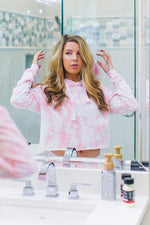 Pink Tie Dye Cropped Hoodie
