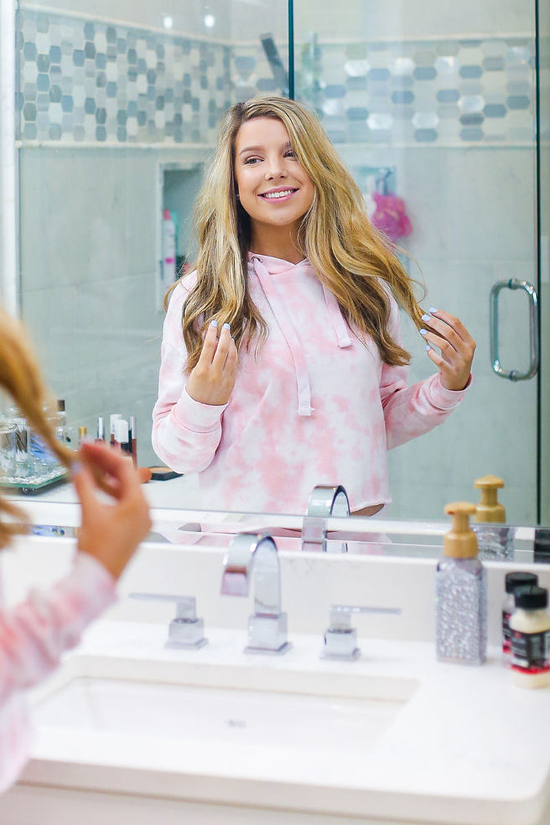 Pink Tie Dye Cropped Hoodie