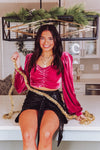 Pink Velvet Puff Sleeve Crop Top - Shop Kendry Collection Boutique New Years Eve Outfit