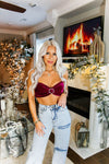 Pink Velvet Rhinestone Bandeau Tube Top