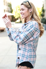 Pink and Blue Button Down Flannel Shacket - Shop Kendry Collection Boutique