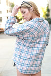 Pink and Blue Button Down Flannel Shacket - Shop Kendry Collection Boutique