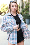 Pink and Blue Button Down Flannel Shacket - Shop Kendry Collection Boutique