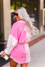 Pink and Cream Color Block Corduroy Button Down - Shop Kendry Collection Boutique